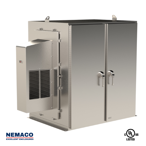 Nemaco ServerPro 4X NEMA 4X stainless steel server rack enclosure, 4 doors (front & rear), free standing