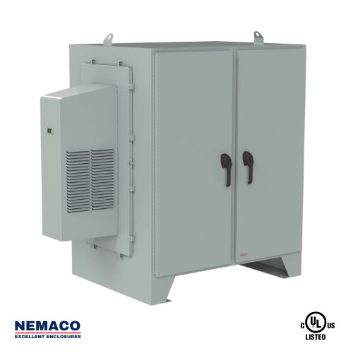 Nemaco ServerPro 4 NEMA 4 aluminum server rack enclosure, 2 front doors, floor mount