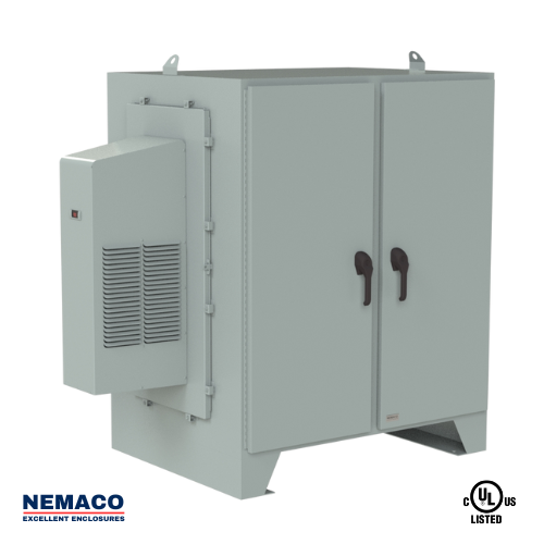 Nemaco ServerPro 4 NEMA 4 aluminum server rack enclosure, 4 doors (front & rear), floor mount