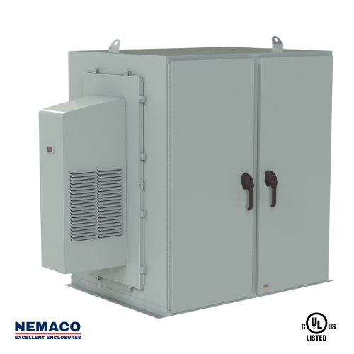 Nemaco ServerPro 4 NEMA 4 aluminum server rack enclosure, 4 doors (front & rear), free standing