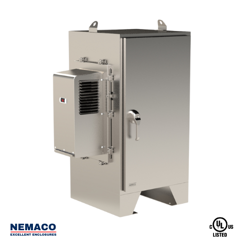 Nemaco ServerPro 4X NEMA 4X stainless steel server rack enclosure, 1 front door, floor mount
