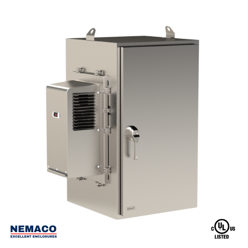 Nemaco ServerPro 4X NEMA 4X stainless steel server rack enclosure, 2 doors (front & rear), free standing