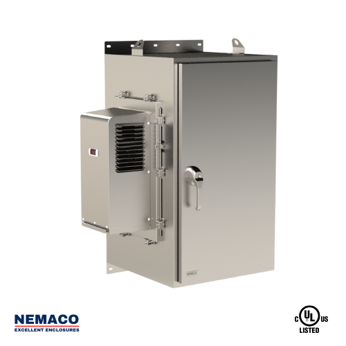 Nemaco ServerPro 4X NEMA 4X stainless steel server rack enclosure, 1 front door, wall mount