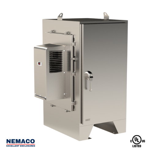Nemaco ServerPro 4X NEMA 4X stainless steel server rack enclosure, 2 doors (front & rear), floor mount