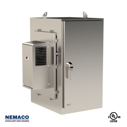 Nemaco ServerPro 4X NEMA 4X stainless steel server rack enclosure, 2 doors (front & rear), free standing