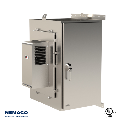 Nemaco ServerPro 4X NEMA 4X stainless steel server rack enclosure, 2 doors (front & rear), wall mount