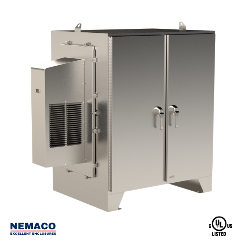 Nemaco ServerPro 4X NEMA 4X stainless steel server rack enclosure, 2 front doors, floor mount