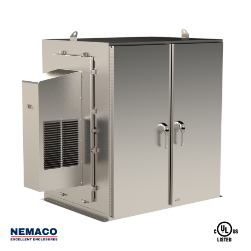Nemaco ServerPro 4X NEMA 4X stainless steel server rack enclosure, 2 front doors, free standing