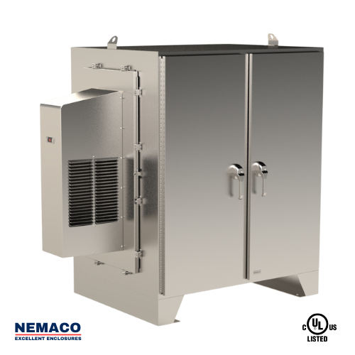 Nemaco ServerPro 4X NEMA 4X stainless steel server rack enclosure, 4 doors (front & rear), floor mount